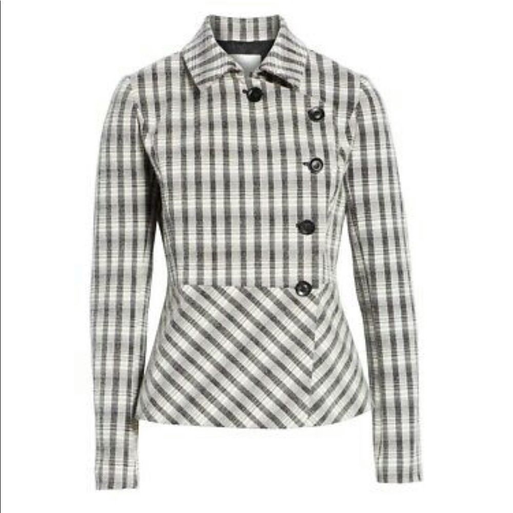 NEW Lewit Black/Ivory Chandler Plaid Peplum Coat